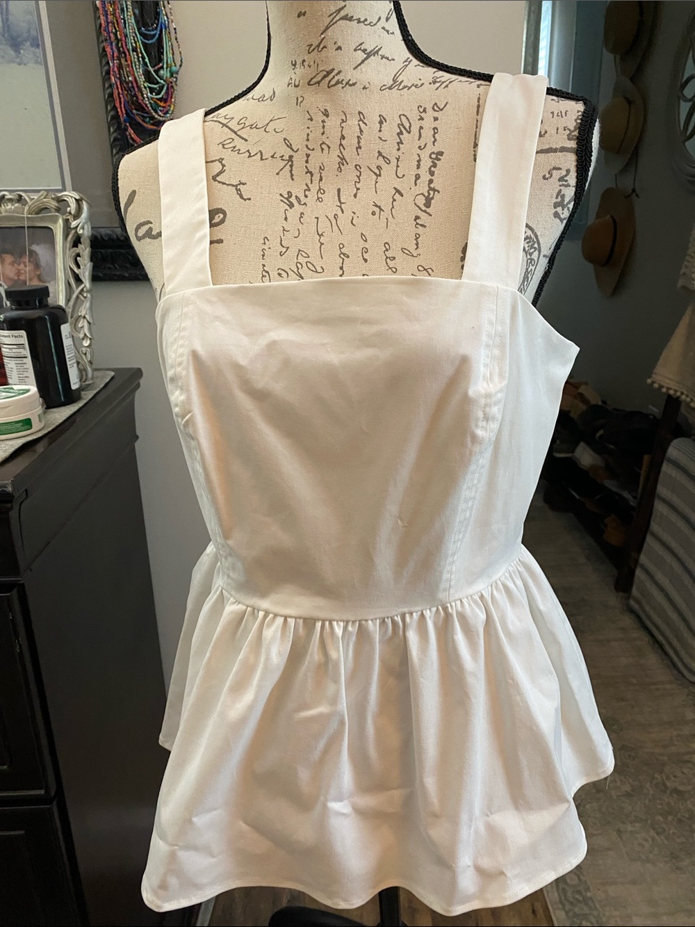 Daniel Cremieux White Cotton Peplum Camisole